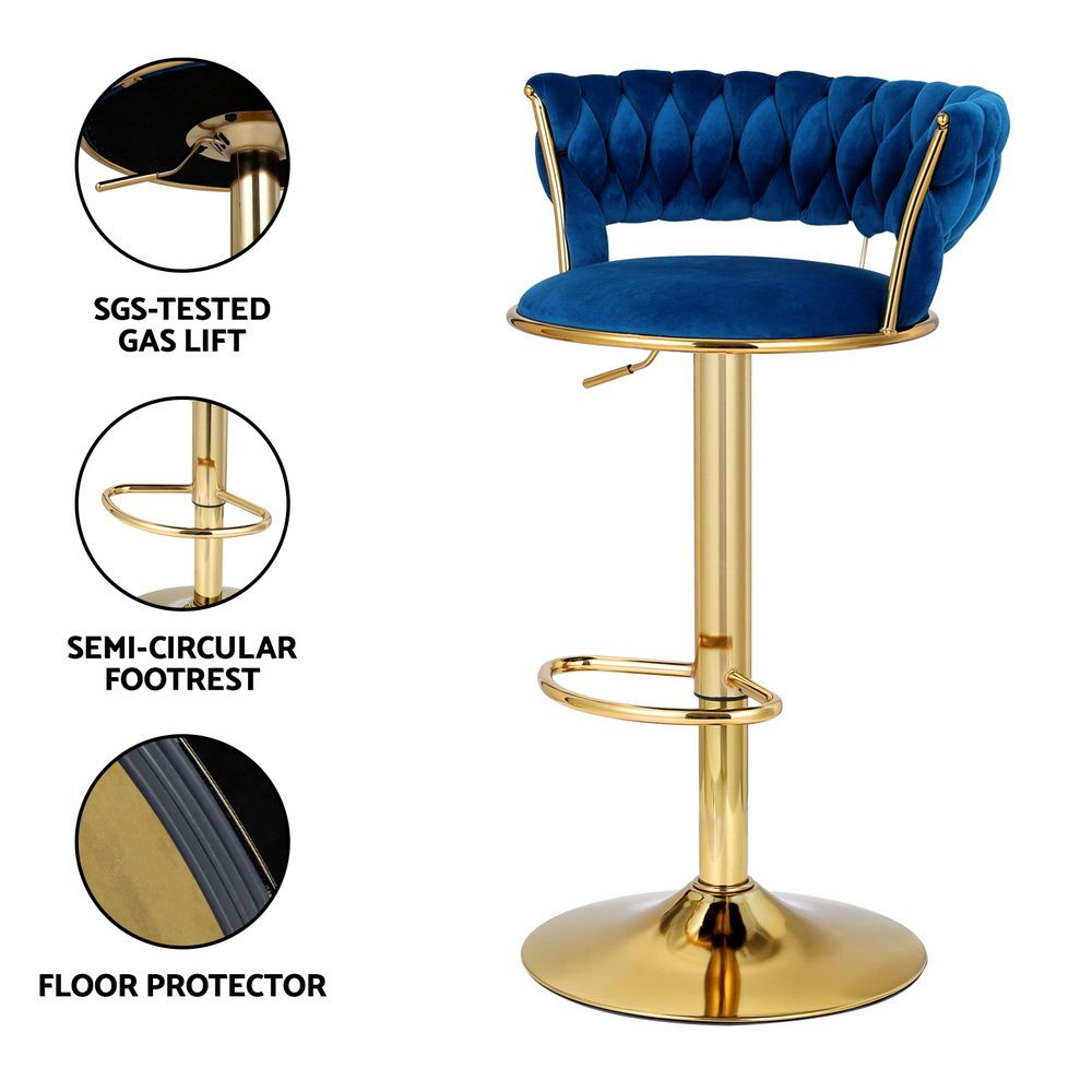 Artiss Vivien Bar Stools - 3 Pack - Navy