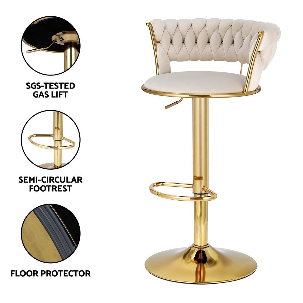 Artiss Vivien Bar Stools - 3 Pack - Ivory