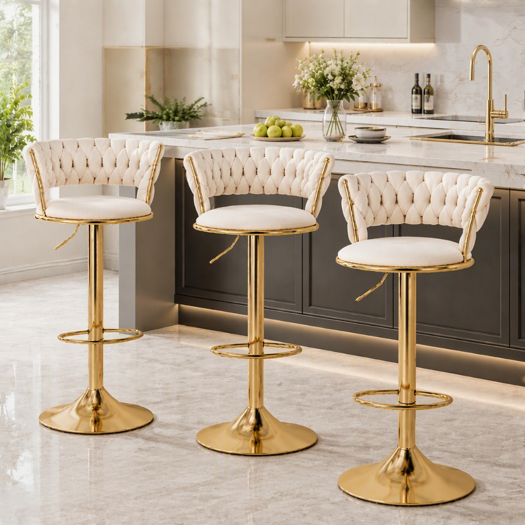 Artiss Vivien Bar Stools - 3 Pack - Ivory