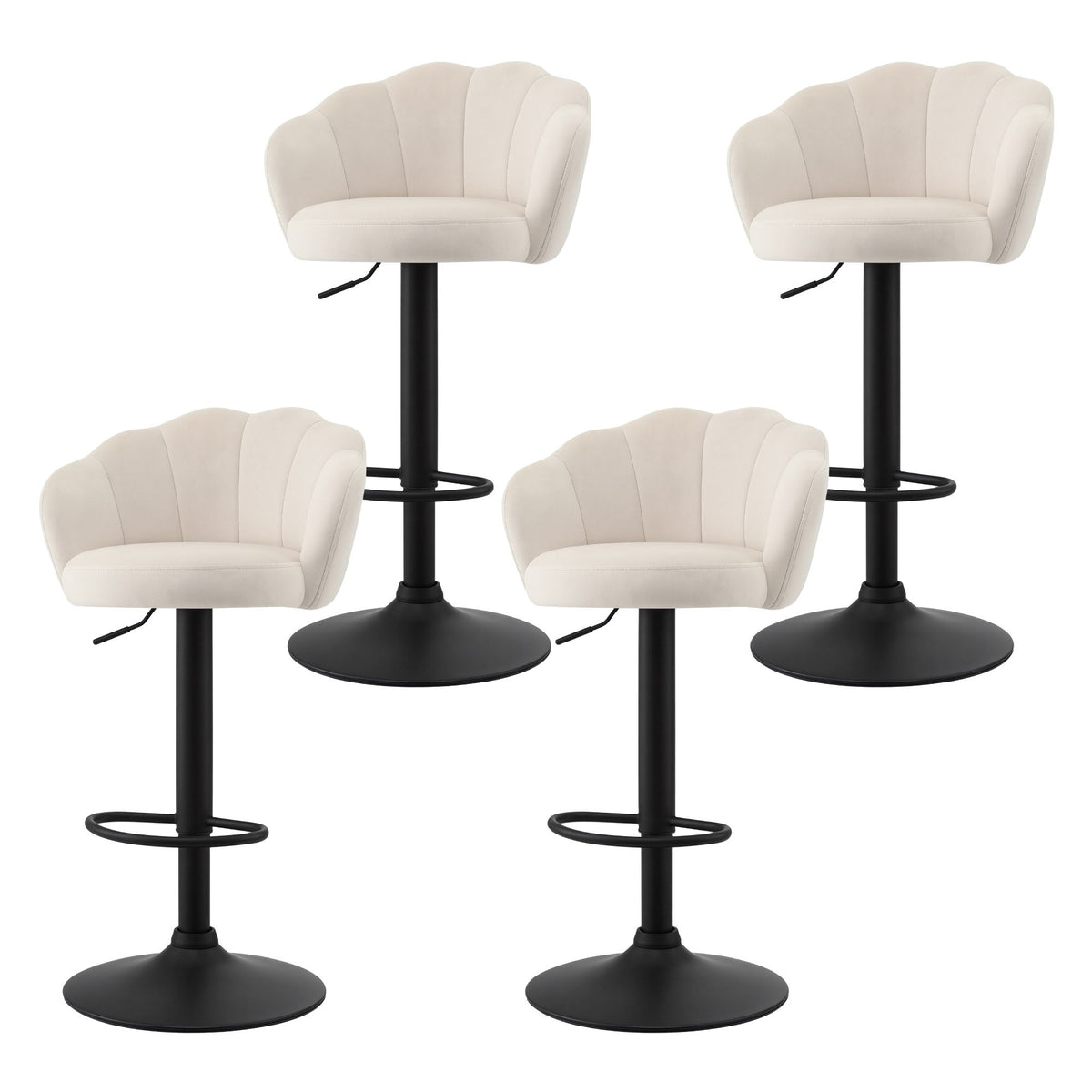 Artiss Nessah Velvet Bar Stools 62-83cm Ivory Set of 4