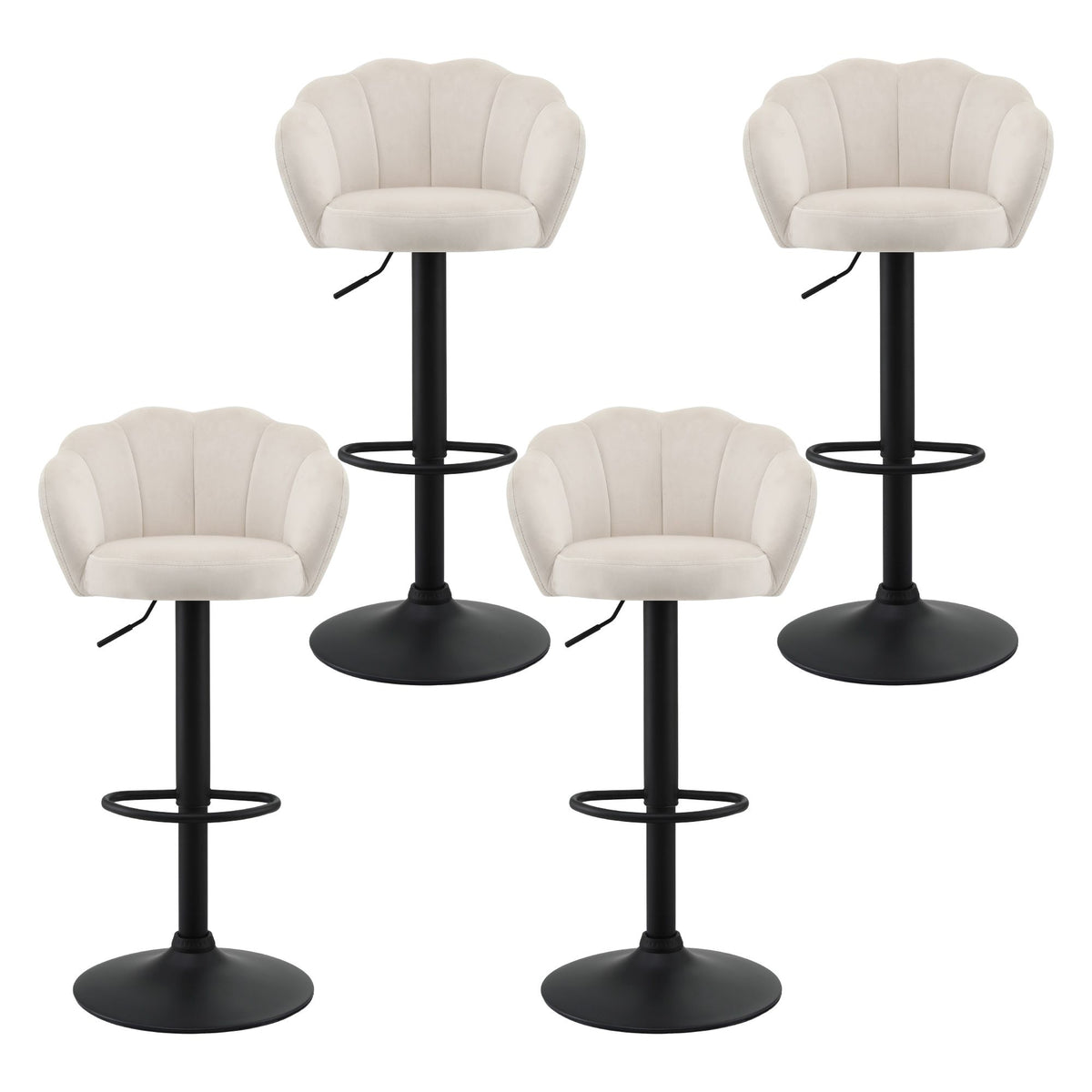 Artiss Nessah Velvet Bar Stools 62-83cm Ivory Set of 4