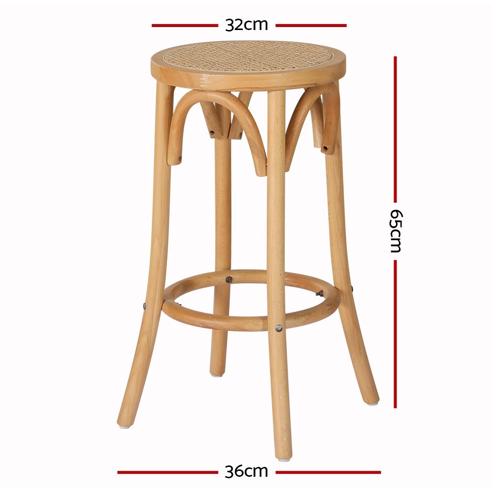 Artiss Apri Bar Stools - 3 Pack - Rattan Pine