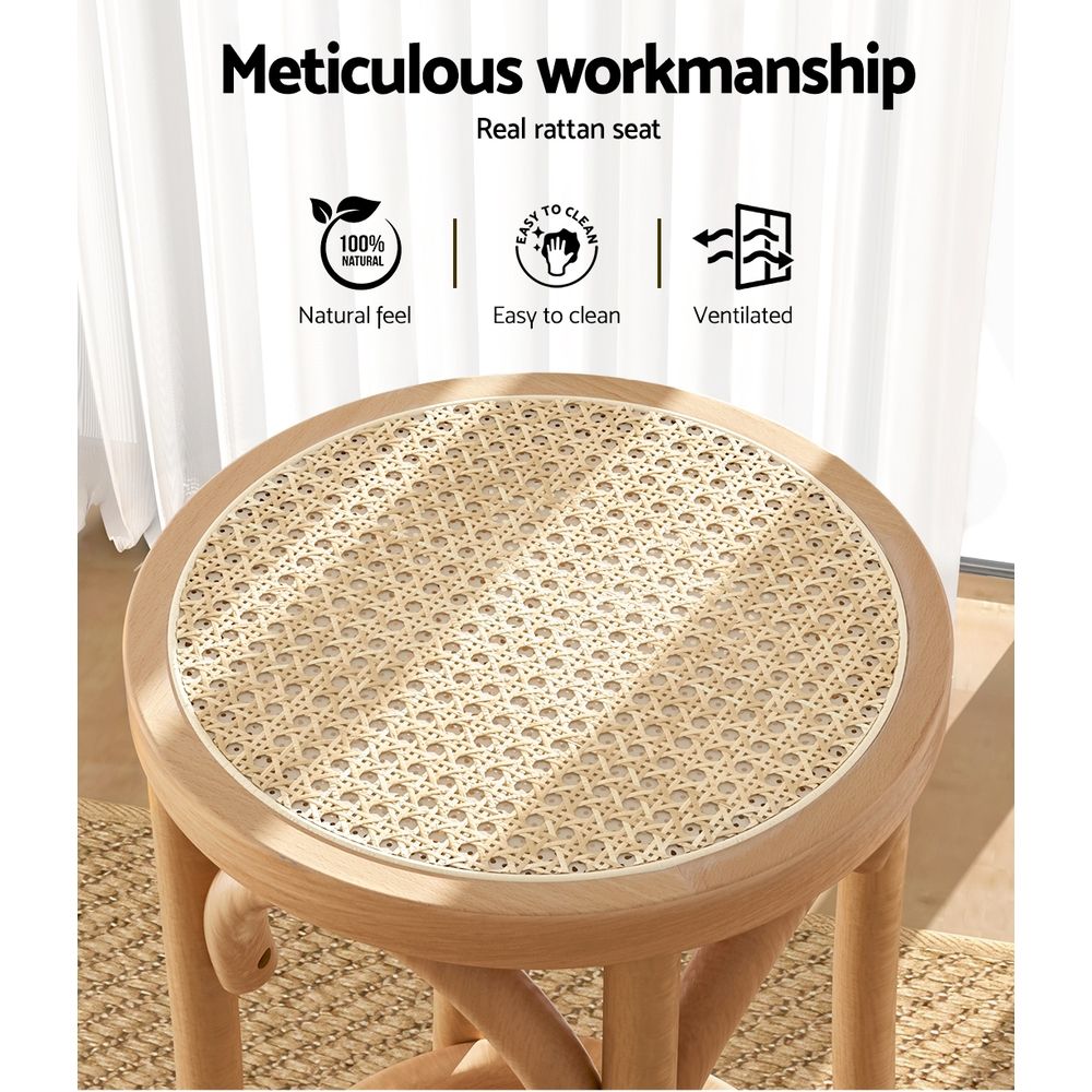 Artiss Apri Bar Stools - 3 Pack - Rattan Pine