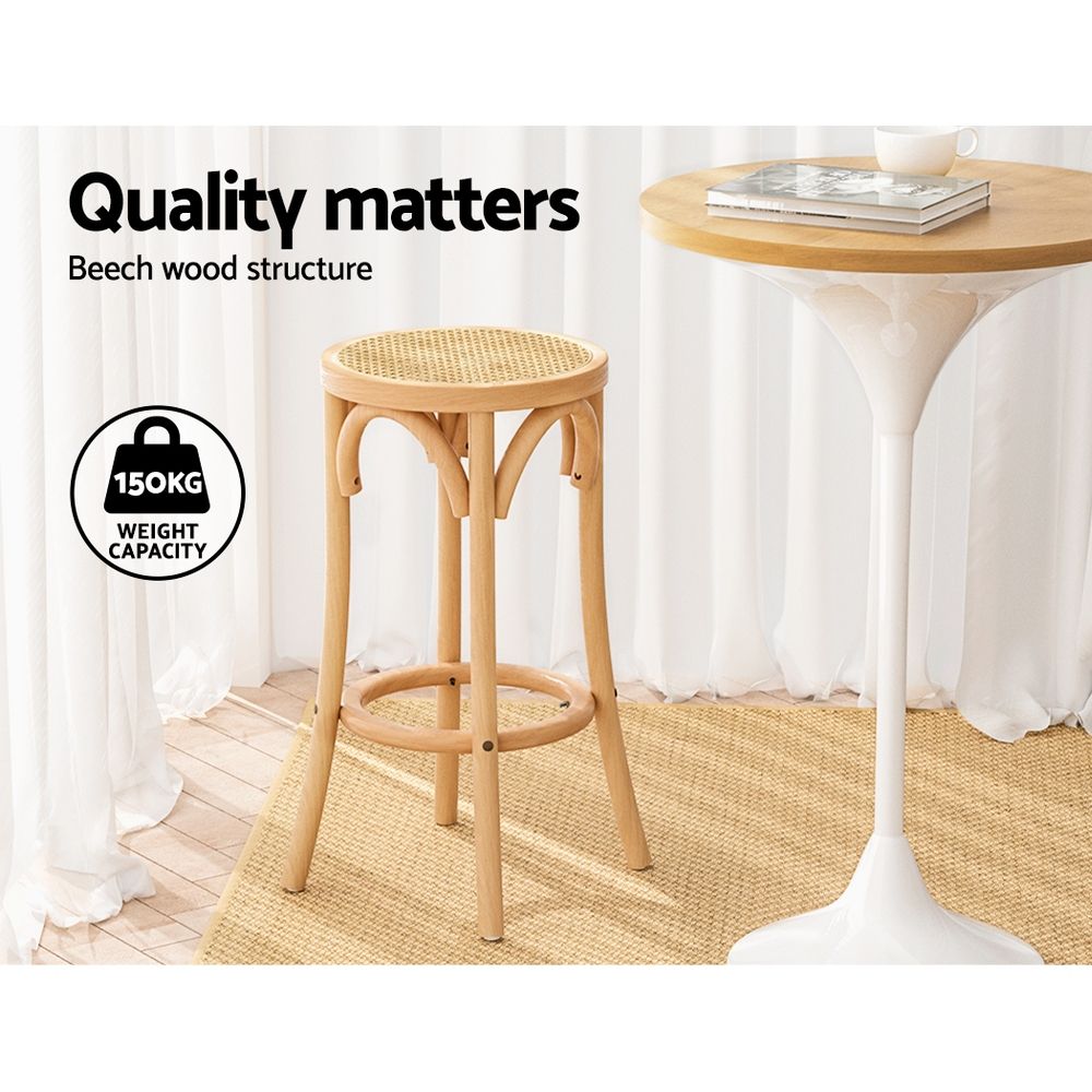 Artiss Apri Bar Stools - 3 Pack - Rattan Pine