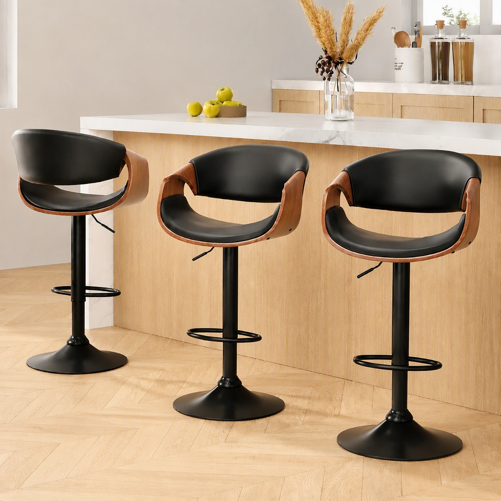Artiss Ambrus Bar Stools - 3 Pack - Black