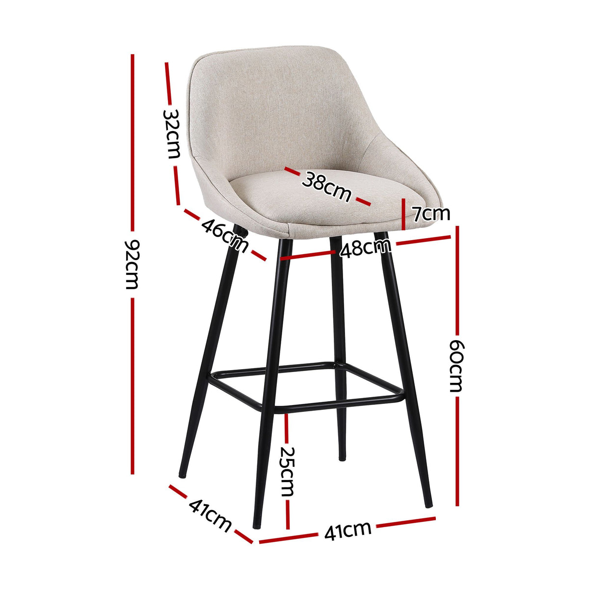 Artiss Linen Bar Stools 60cm Beige Set of 4