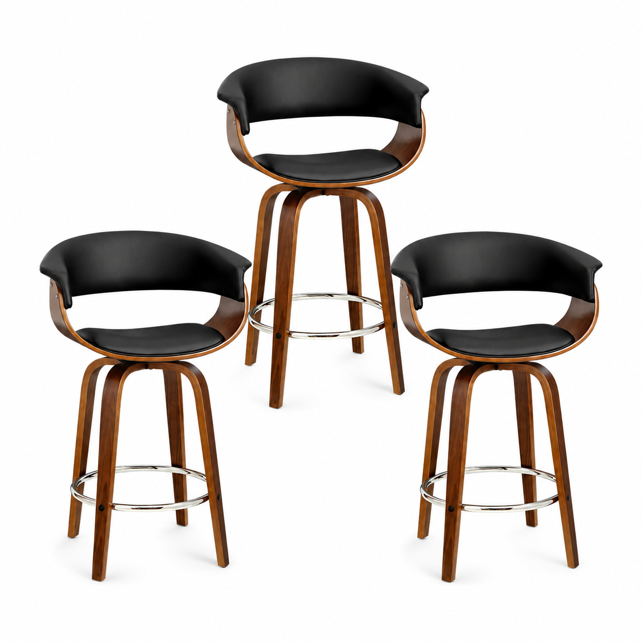 Artiss Cassius Bar Stools - 3 Pack - Black