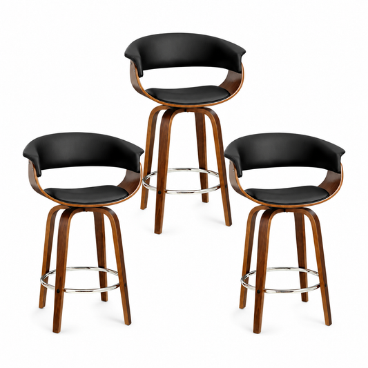 Artiss Cassius Bar Stools - 3 Pack - Black