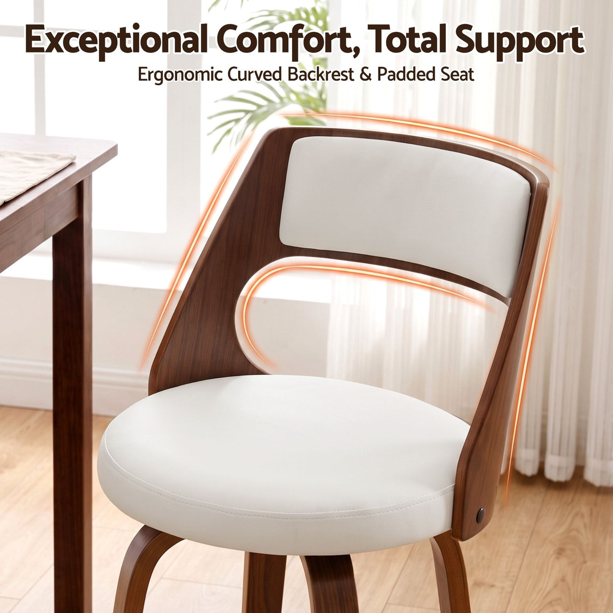 Artiss Wooden Swivel Bar Stools 65cm White/Walnut Set of 2