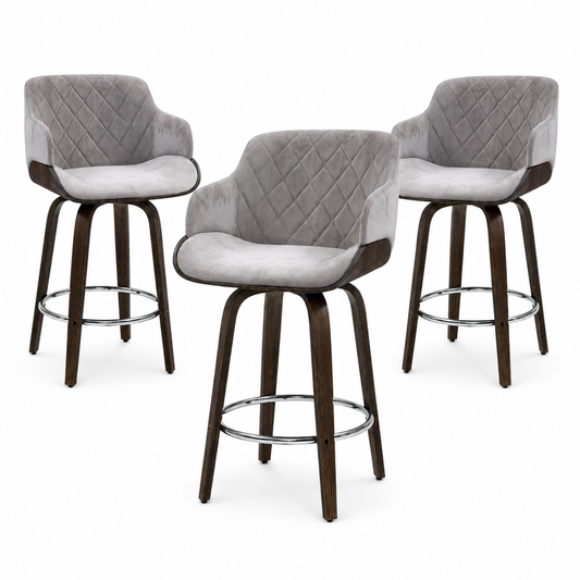 Artiss Bentwood Bar Stools - 3 Pack - Grey