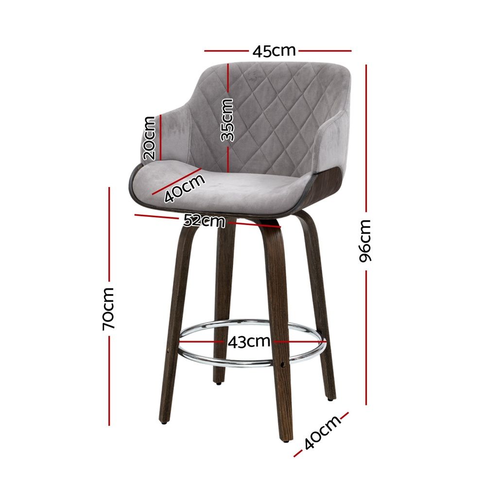 Artiss Bentwood Bar Stools - 3 Pack - Grey
