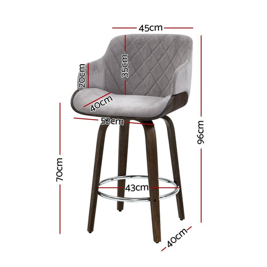Artiss Bentwood Bar Stools - 3 Pack - Grey