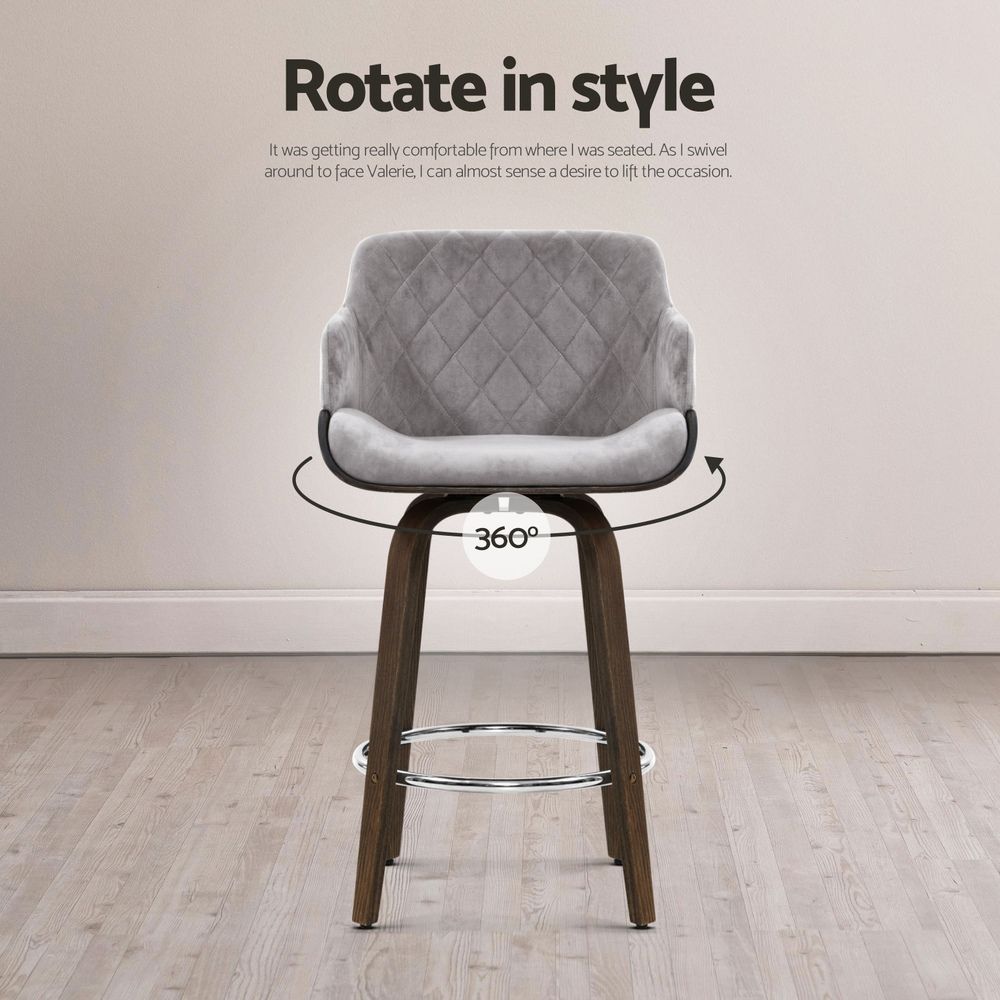 Artiss Bentwood Bar Stools - 3 Pack - Grey