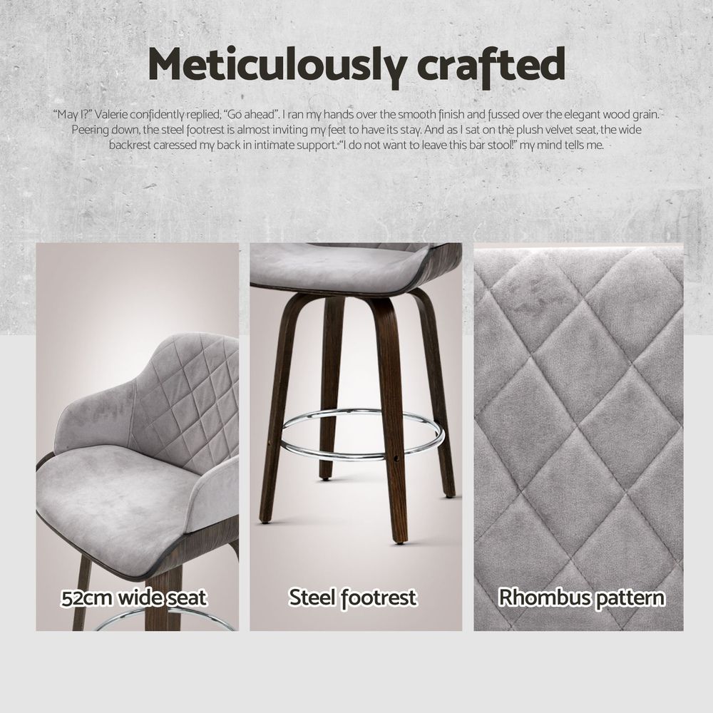 Artiss Bentwood Bar Stools - 3 Pack - Grey