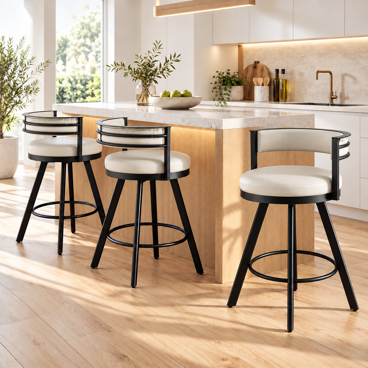 Artiss Bar Stools - Set of 3 - Beige