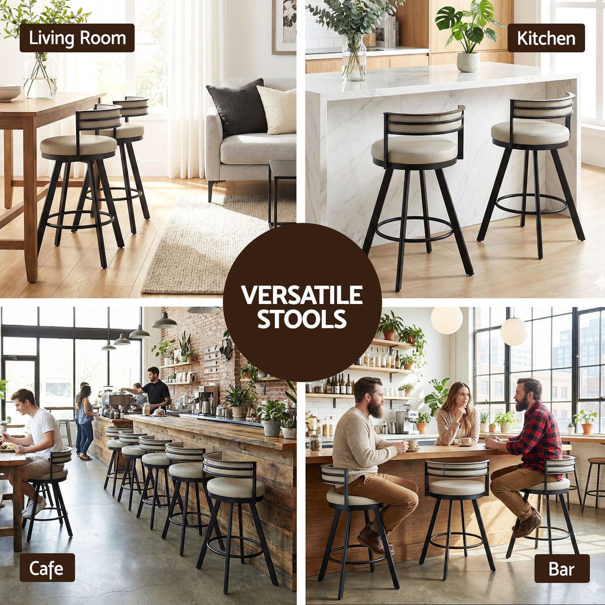 Artiss Bar Stools - Set of 3 - Beige