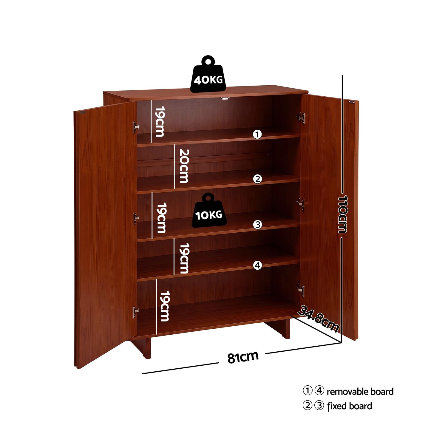 Artiss Shoe Cabinet 5 Tier Storage Organiser w/ Adjustable Shelves Bamboo