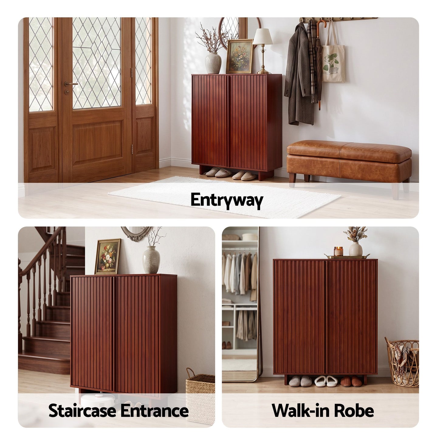 Artiss Shoe Cabinet 5 Tier Storage Organiser w/ Adjustable Shelves Bamboo
