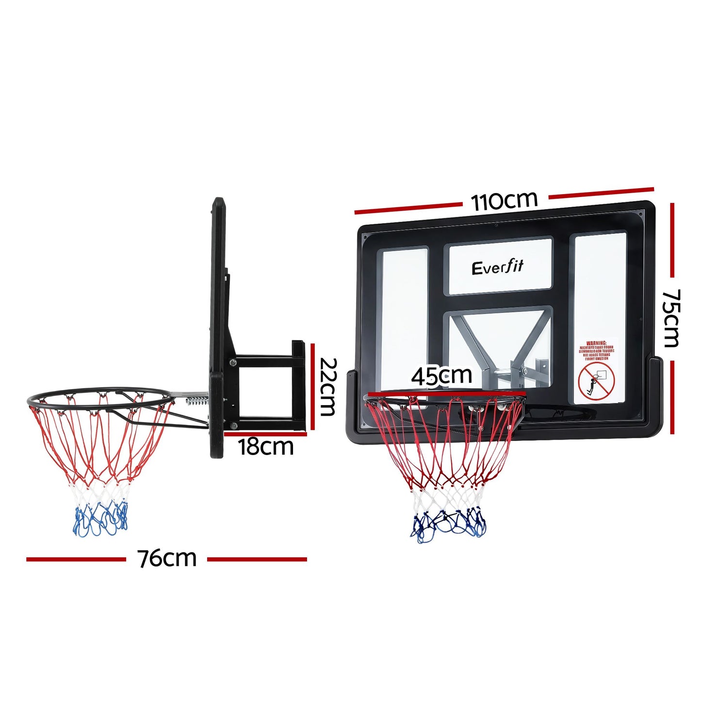 Everfit 43-inch Wall-Mounted Kids Basketball Hoop