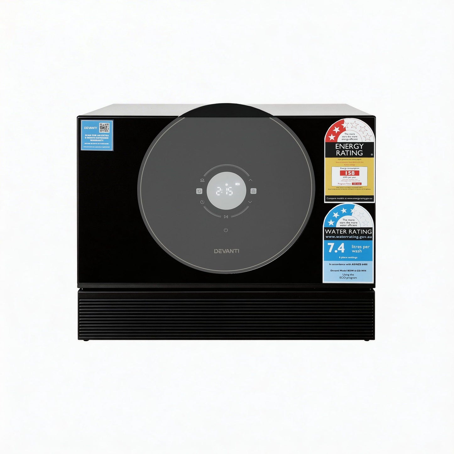 Devanti 6 Place Benchtop Dishwasher - Black