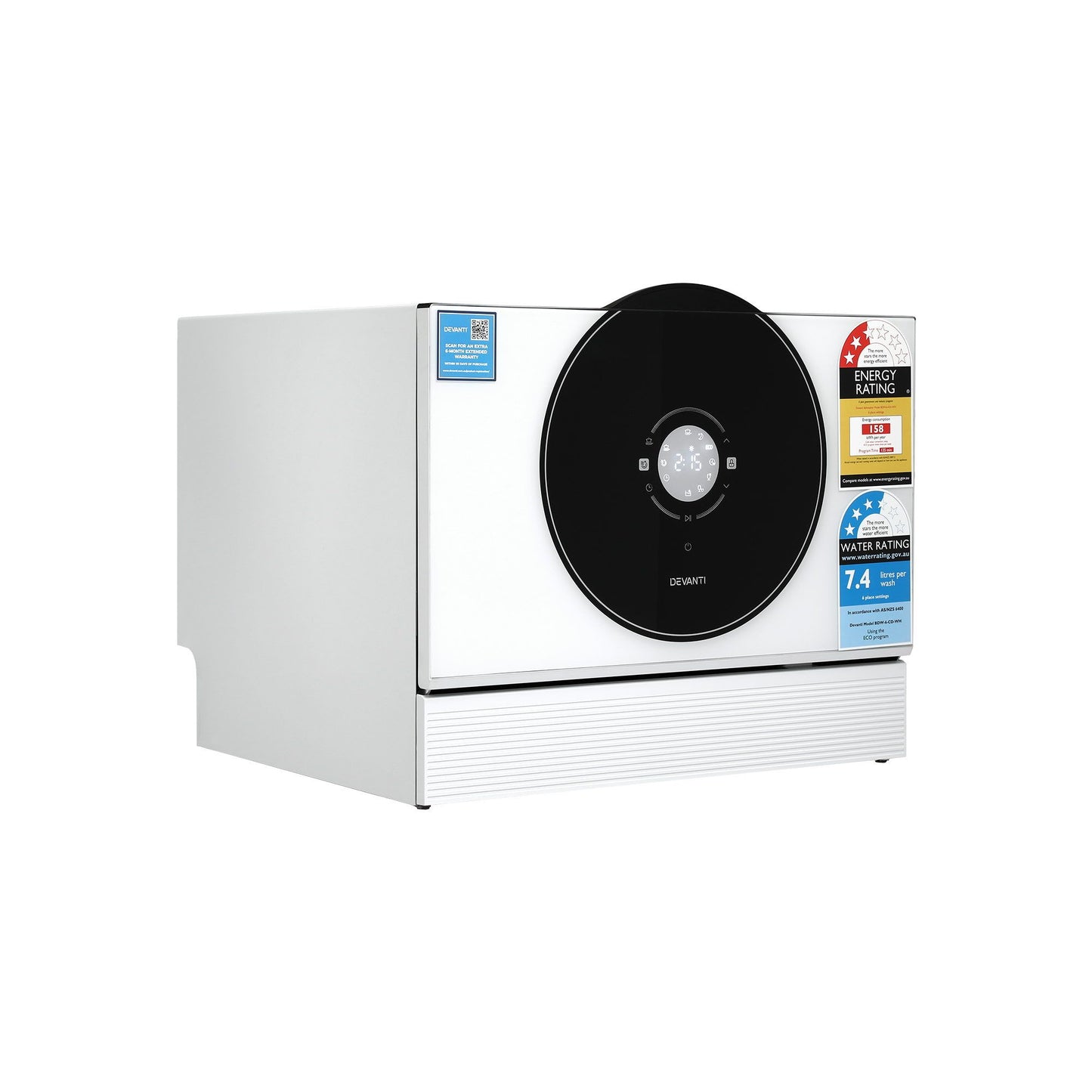 Devanti 6 Place Benchtop Dishwasher - White