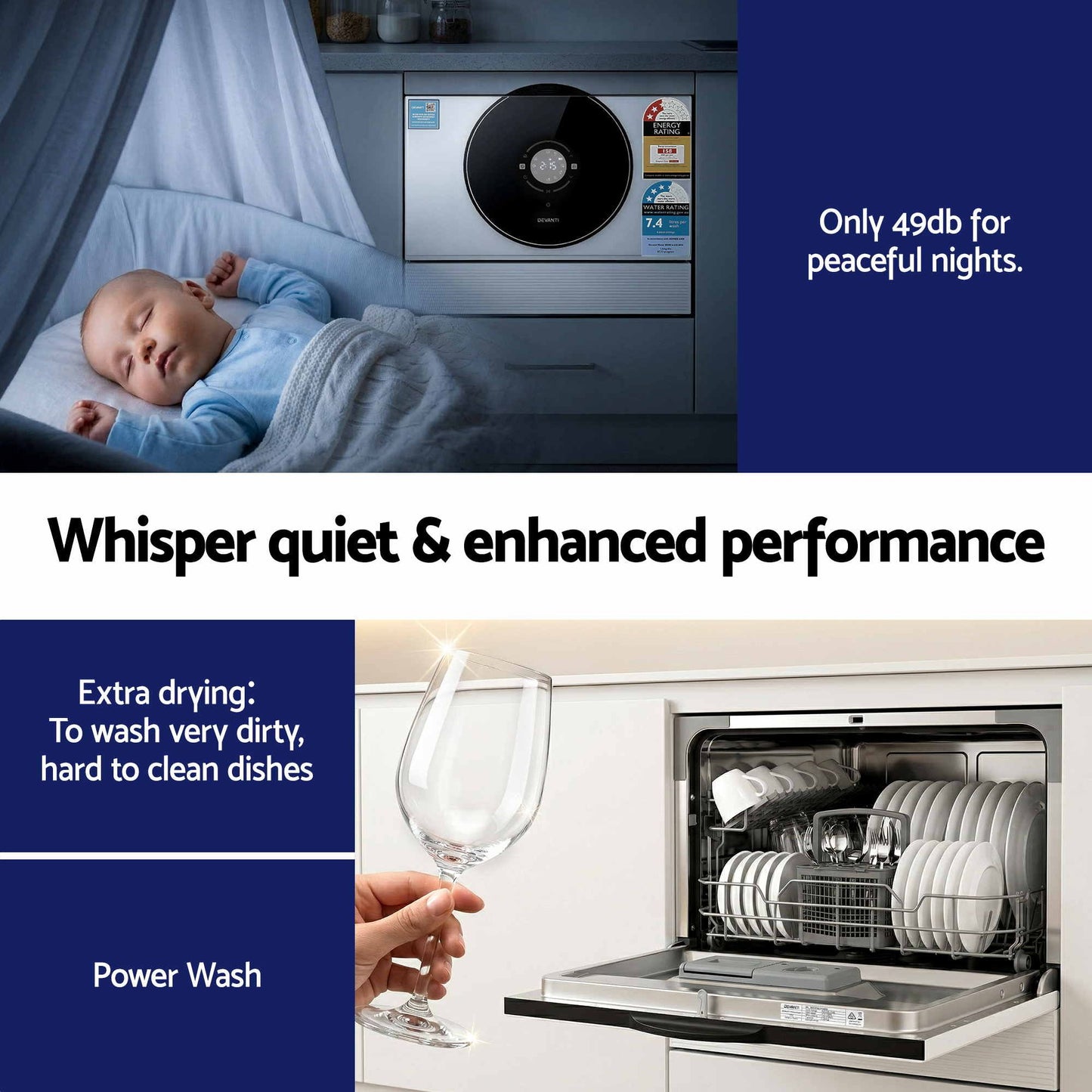 Devanti 6 Place Benchtop Dishwasher - White