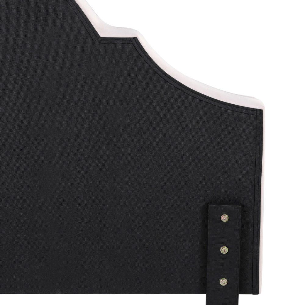 Bed Headboard King Velvet Beige