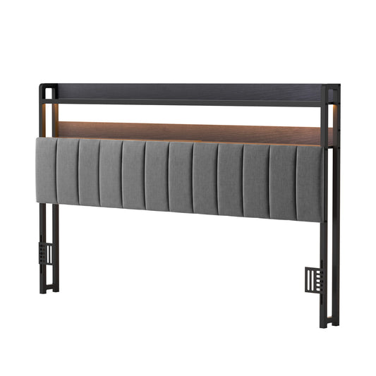 Artiss King Headboard with Charging Station - Grey