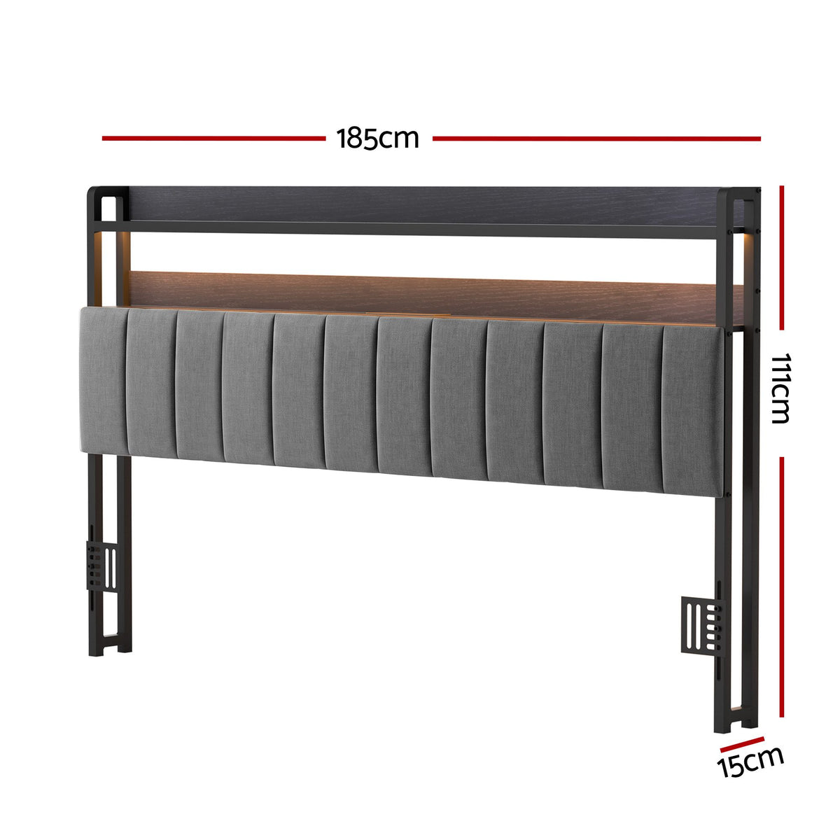 Artiss King Headboard with Charging Station - Grey