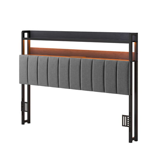 Artiss Queen Headboard with Charging Station - Grey