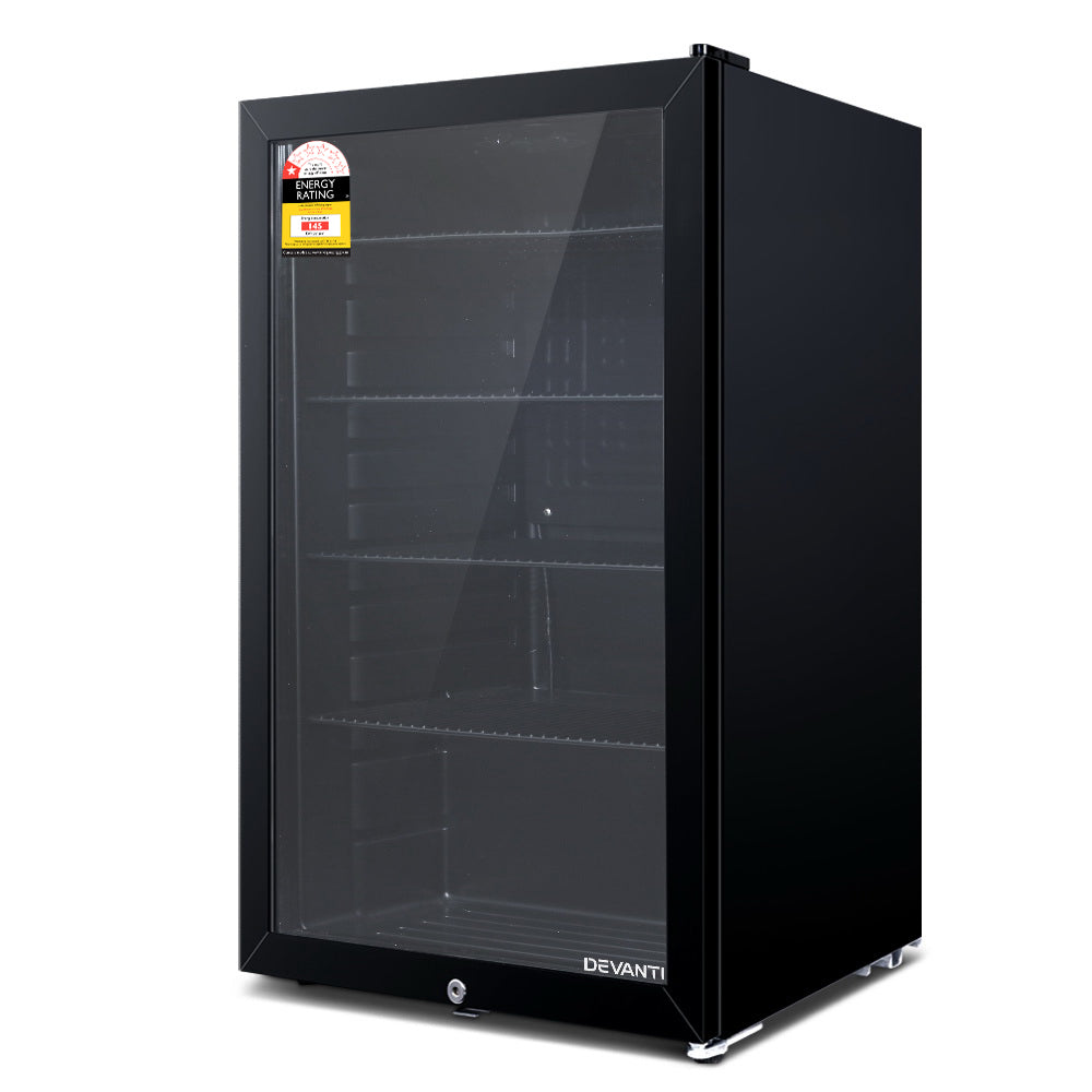 Devanti 98L Glass Door Bar Fridge - Black