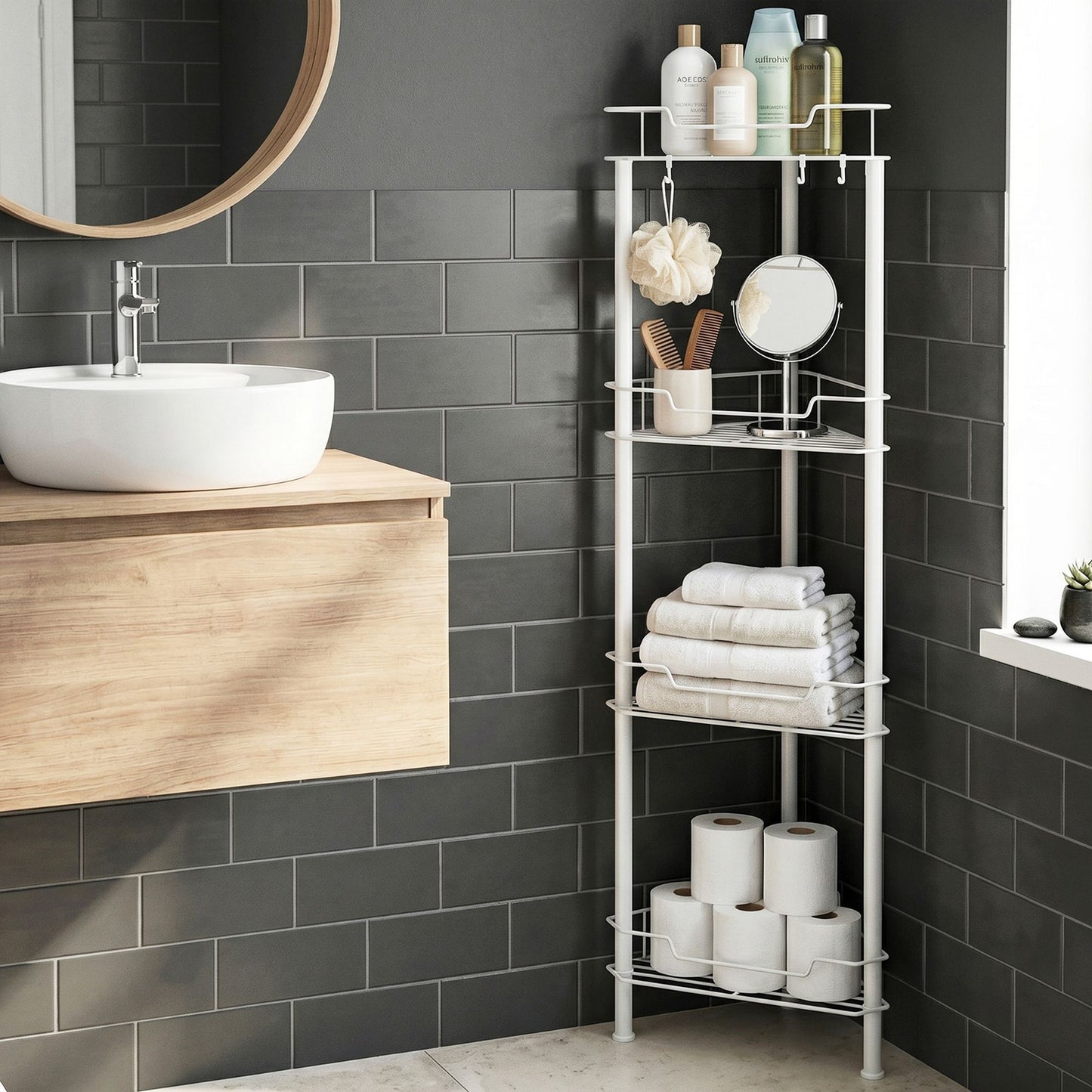 Artiss 4-Tier Corner Shower Caddy - White