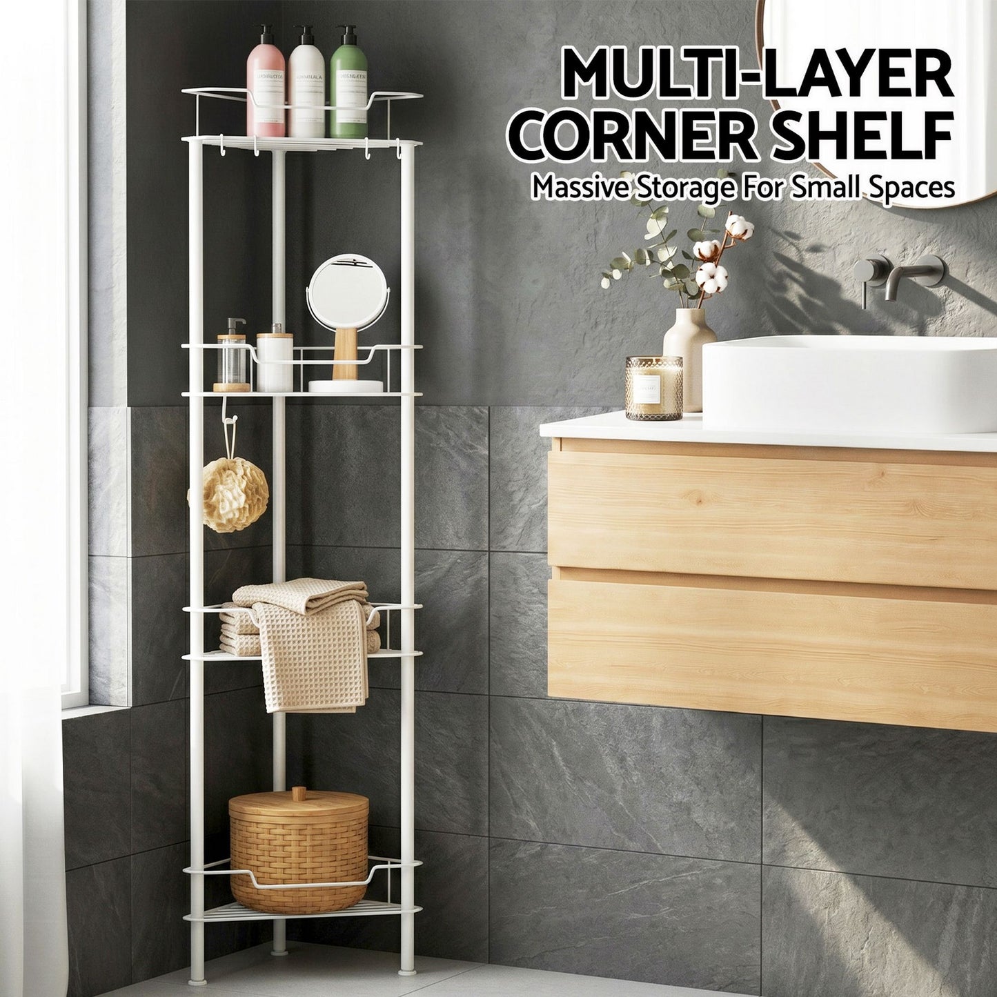 Artiss 4-Tier Corner Shower Caddy - White