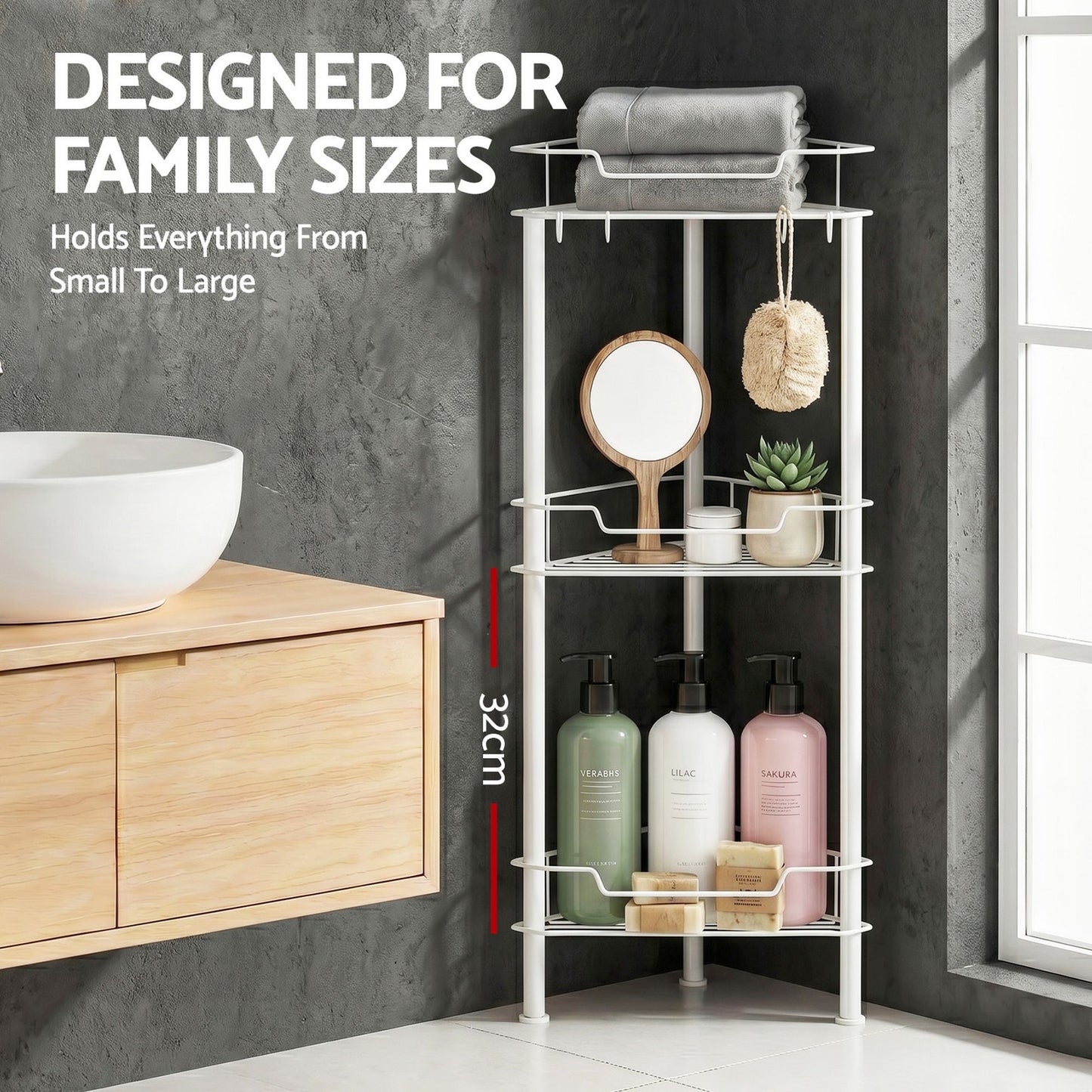 Artiss 4-Tier Corner Shower Caddy - White