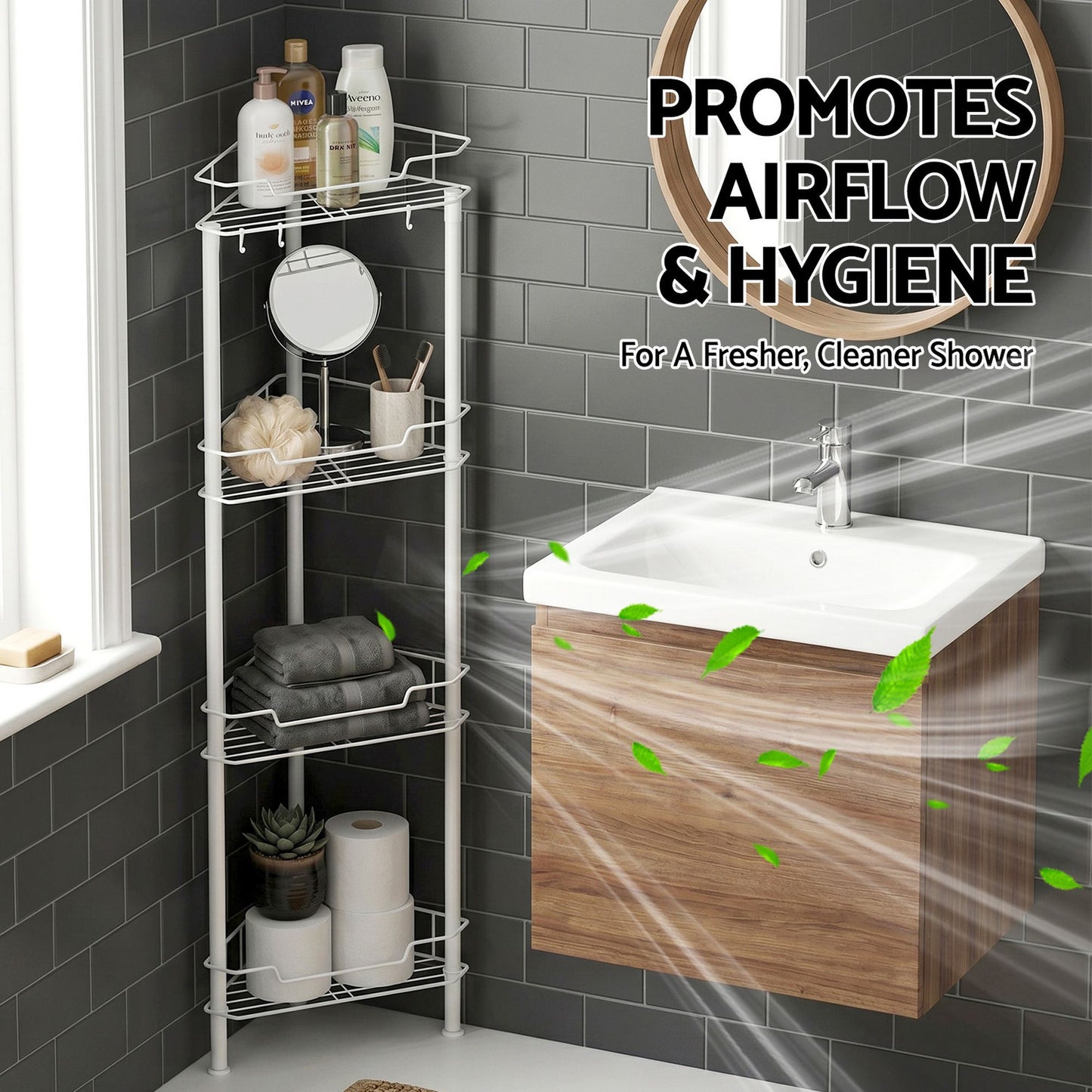 Artiss 4-Tier Corner Shower Caddy - White
