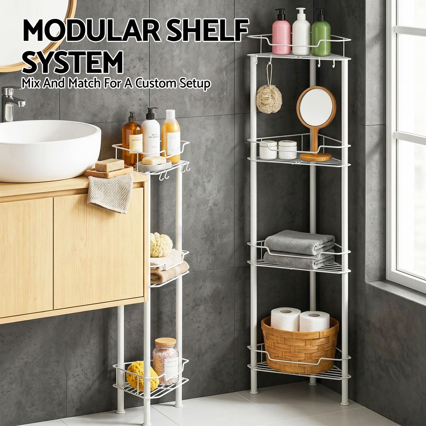 Artiss 4-Tier Corner Shower Caddy - White