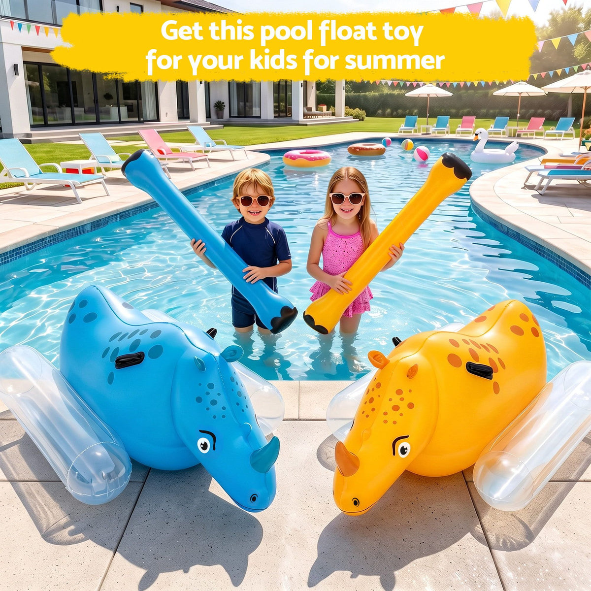 Bestway Kids Rhino Inflatable Pool Floats - 2 Pack
