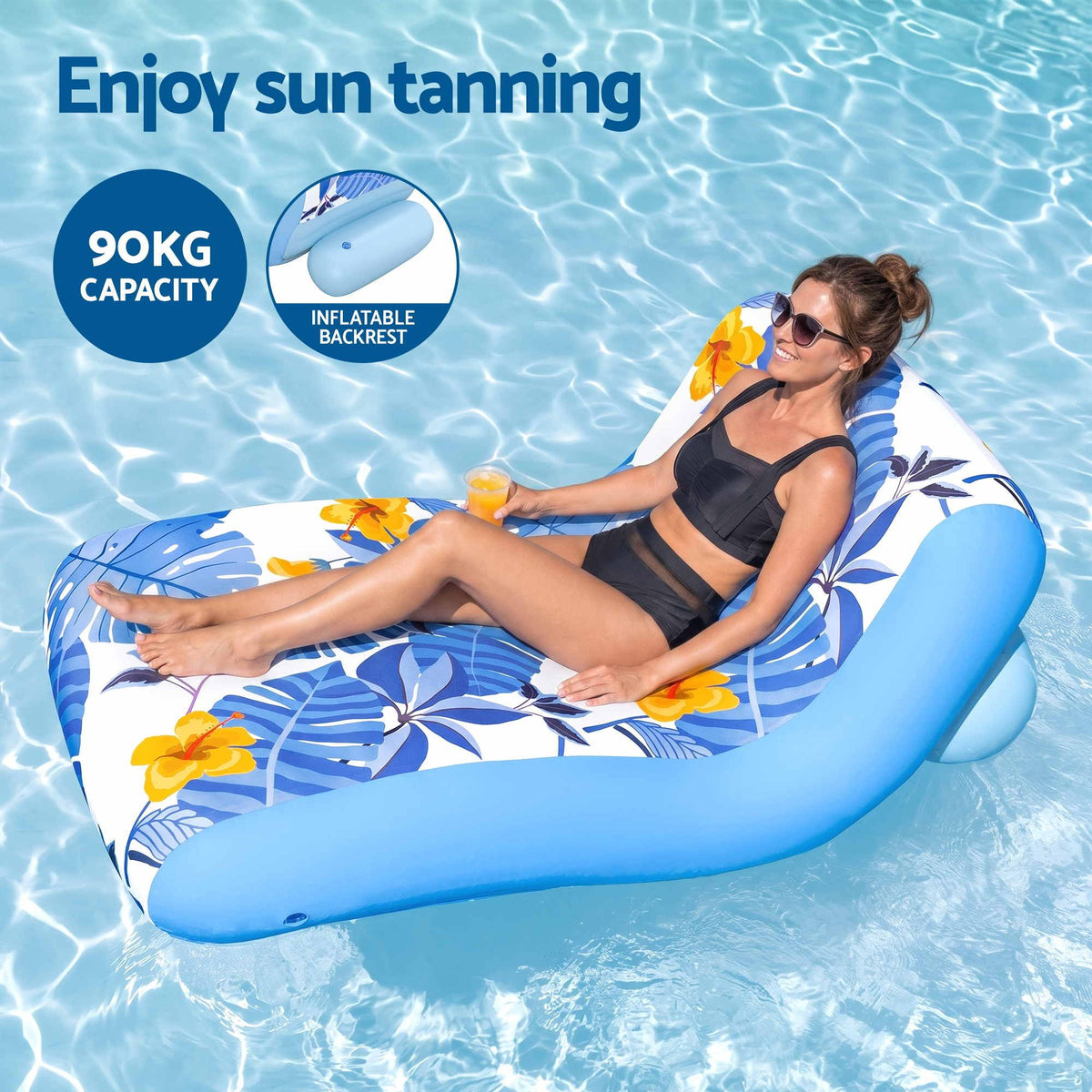 Bestway Inflatable Pool Lounger with Cup Holder - Blue