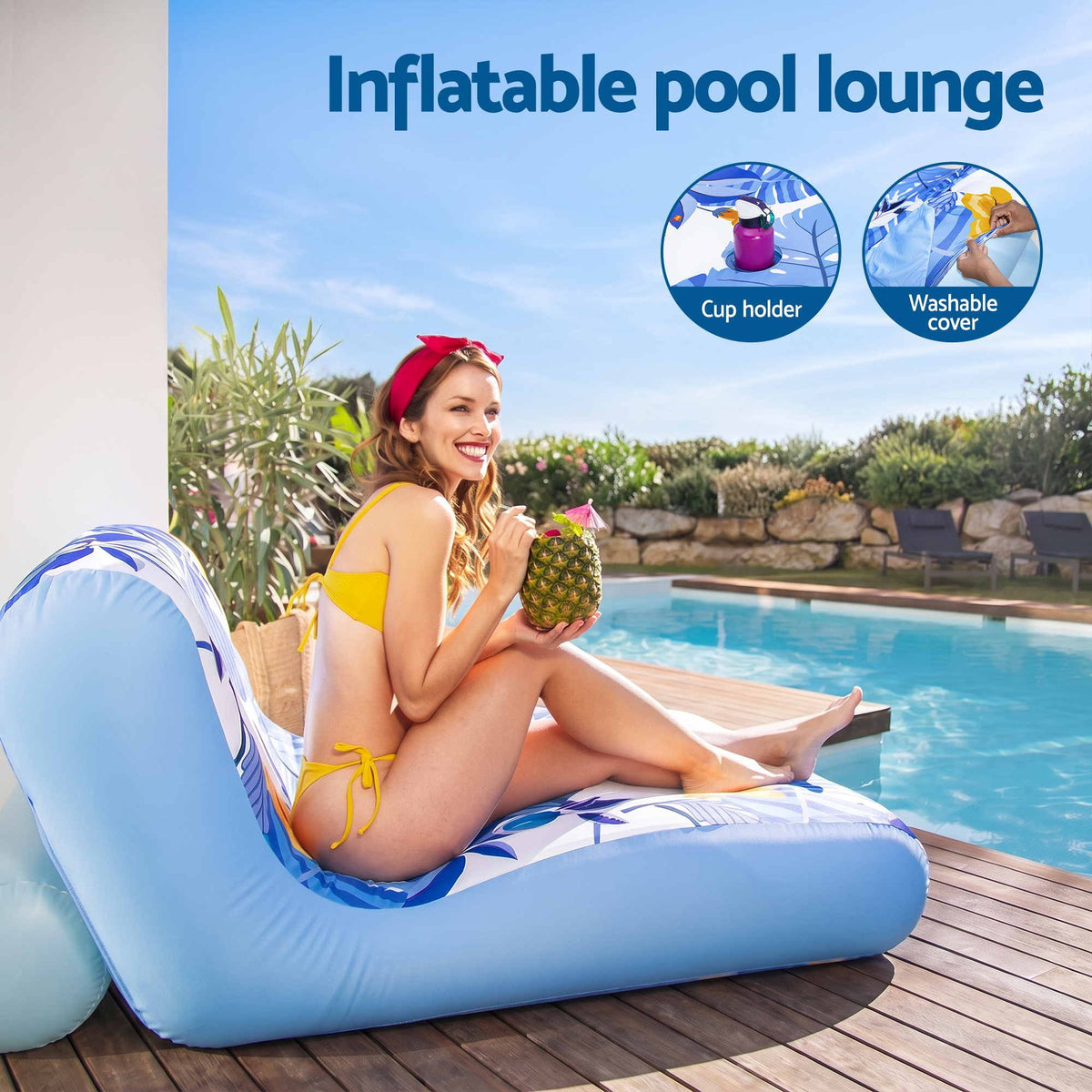 Bestway Inflatable Pool Lounger with Cup Holder - Blue