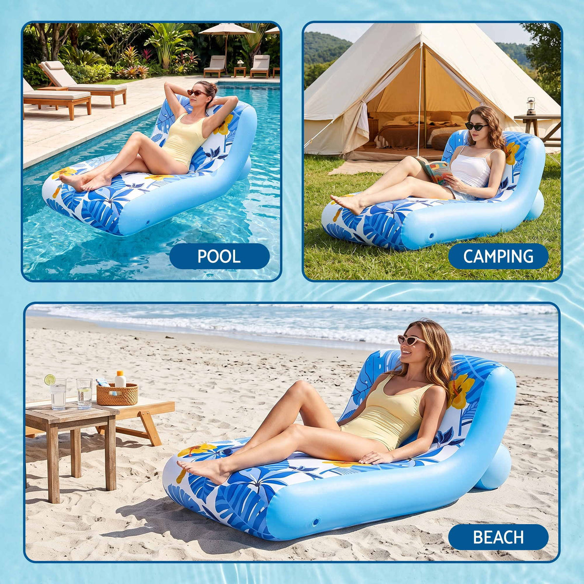 Bestway Inflatable Pool Lounger with Cup Holder - Blue