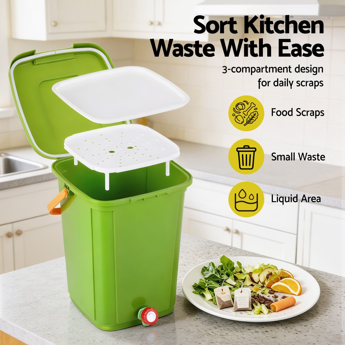 Gardeon 20L Kitchen Compost Bin - Green
