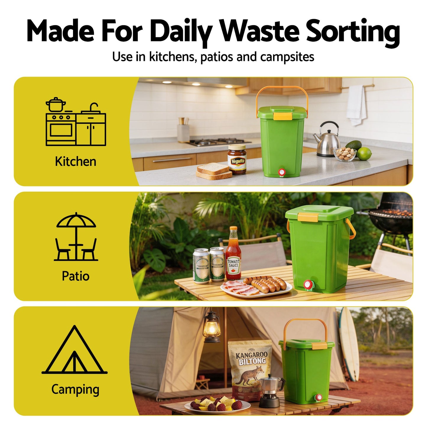 Gardeon 20L Kitchen Compost Bin - Green