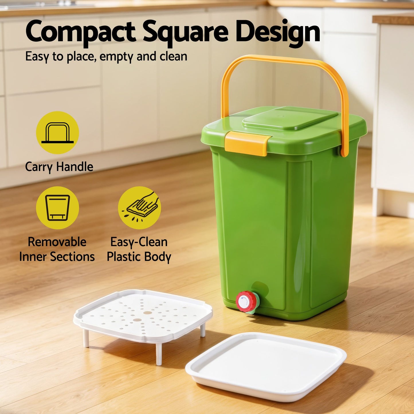 Gardeon 20L Kitchen Compost Bin - Green
