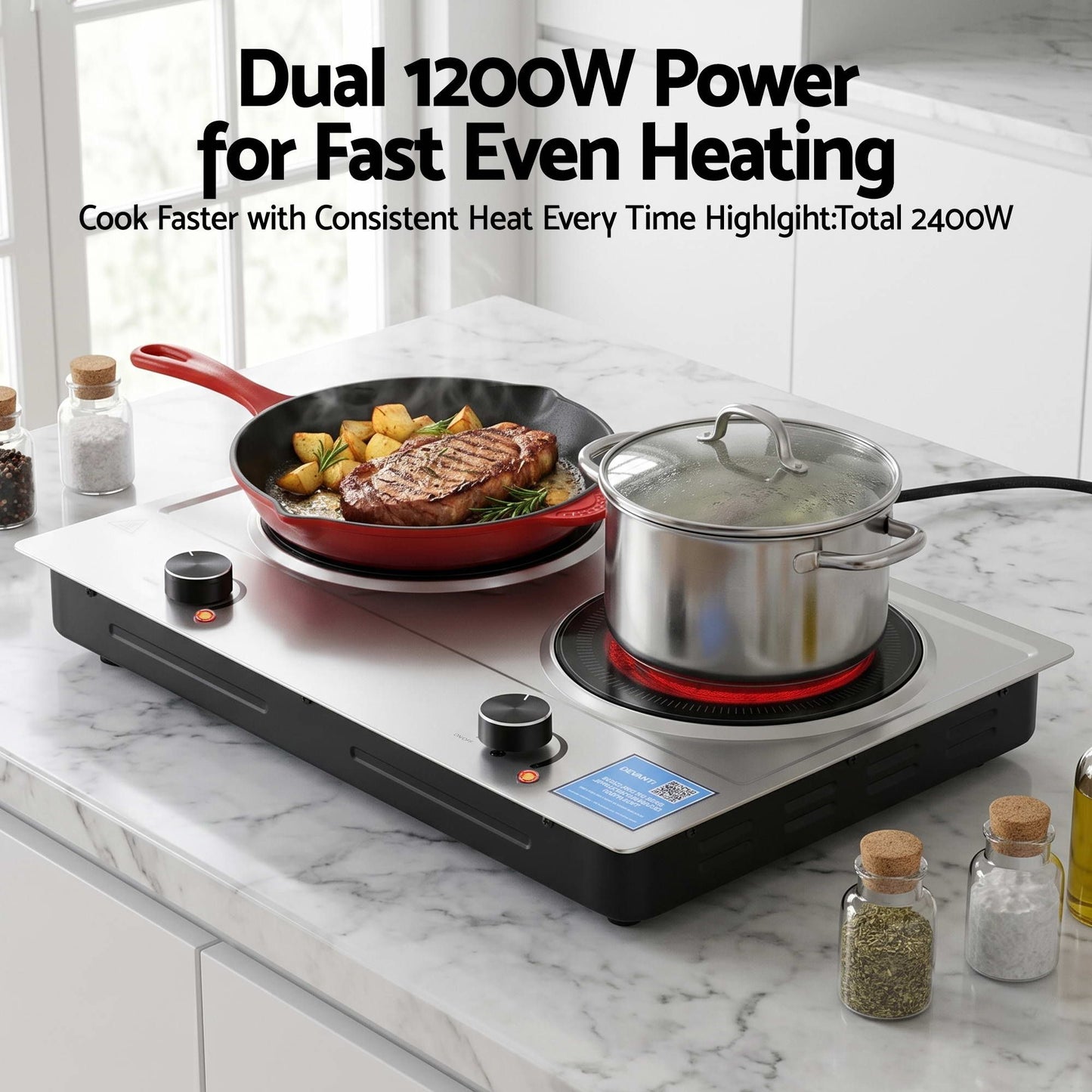 Devanti 2 Zone Ceramic Cooktop 2400W