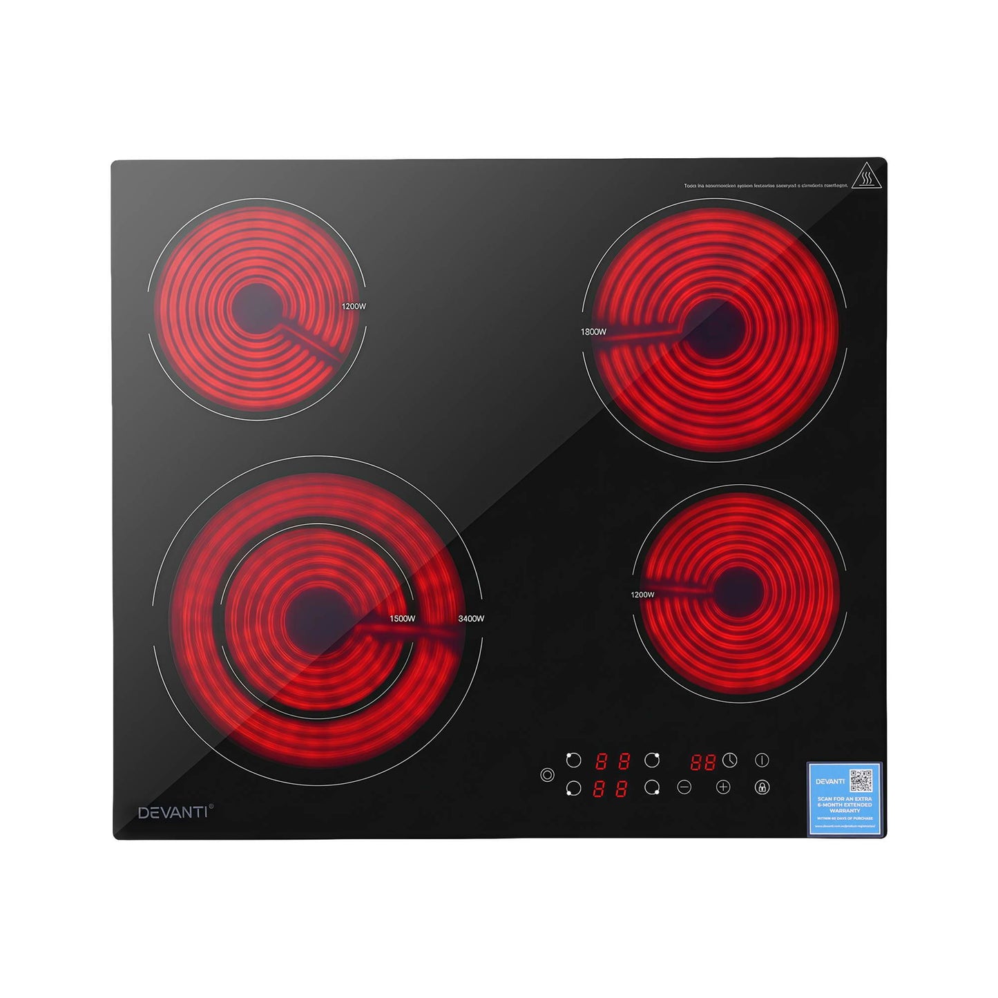 Devanti 5-Zone Ceramic Cooktop 7600W - Black