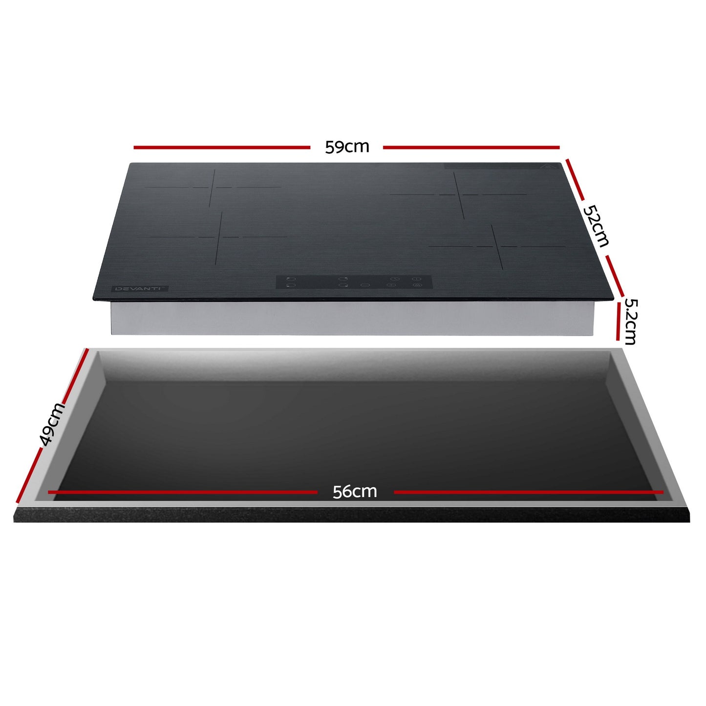 Devanti 60cm Ceramic Cooktop - Grey