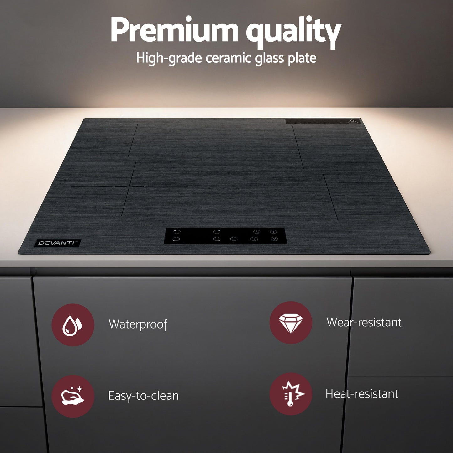 Devanti 60cm Ceramic Cooktop - Grey