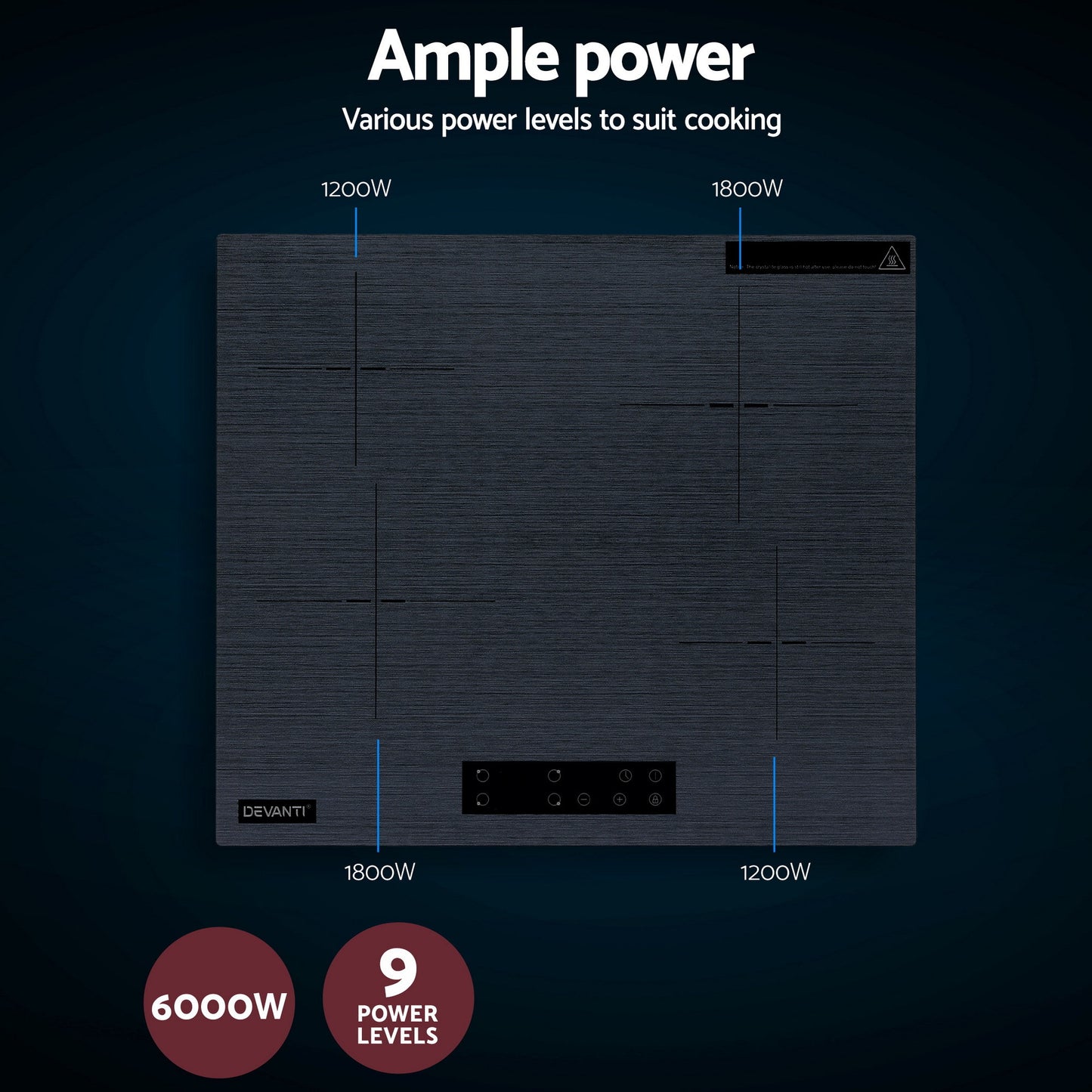 Devanti 60cm Ceramic Cooktop - Grey