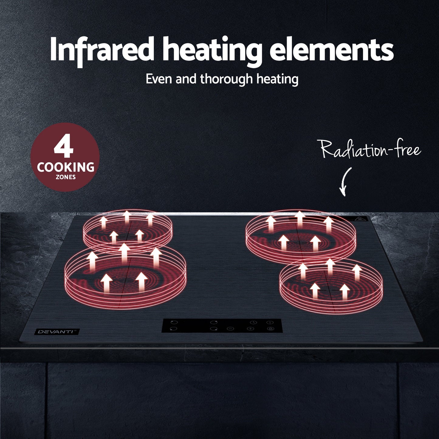 Devanti 60cm Ceramic Cooktop - Grey