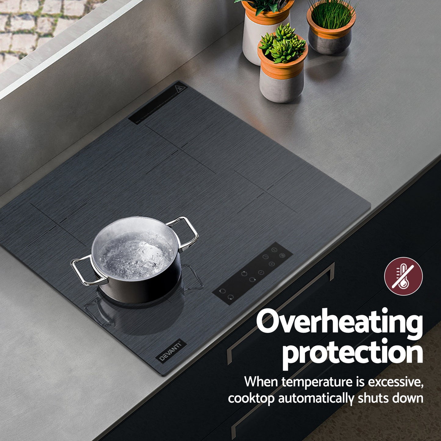 Devanti 60cm Ceramic Cooktop - Grey